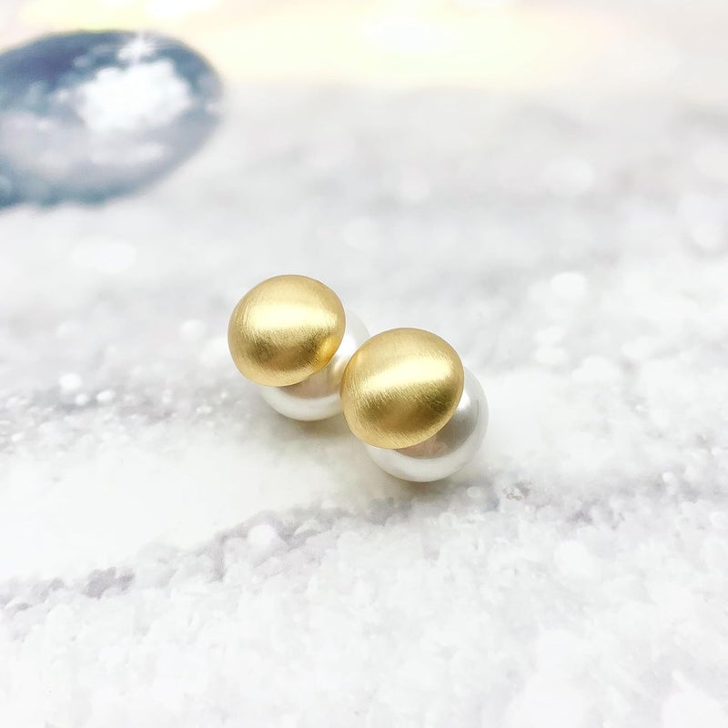 Surrounded Forest Store Double Ball Jacket Earrings for Women Front Back 2 in 1 Stud Earrings Pearl Ball Earrings - Image 3
